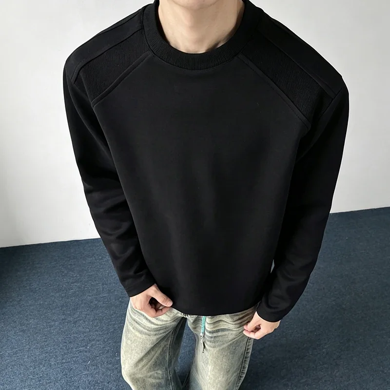 Mens Lightweight Polo T Shirt Lapel Collar Long Sleeve Side Striped Splicing For Daily Sports Activities