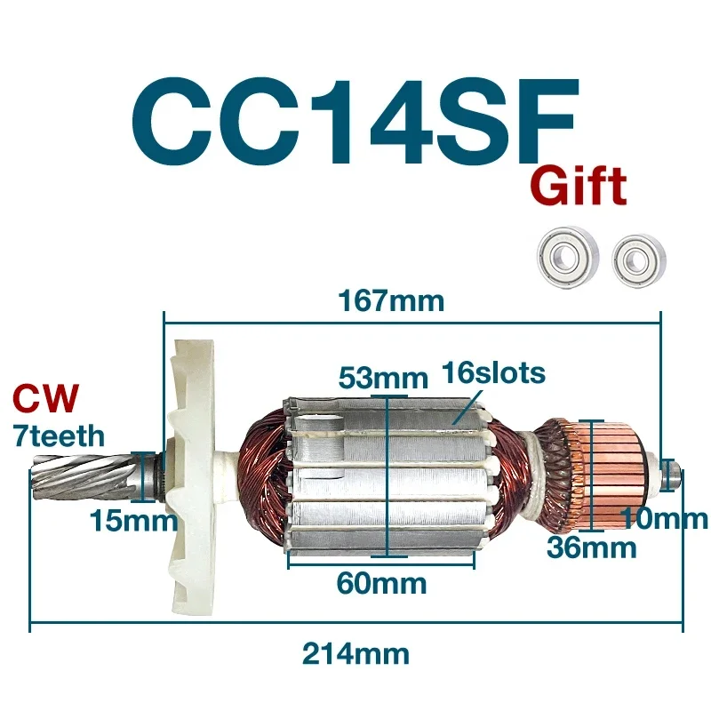 Máquina de Corte Rotor Armadura Anchor Substituição Acessórios Fit para Hitachi Cc14sf 360732 220240v
