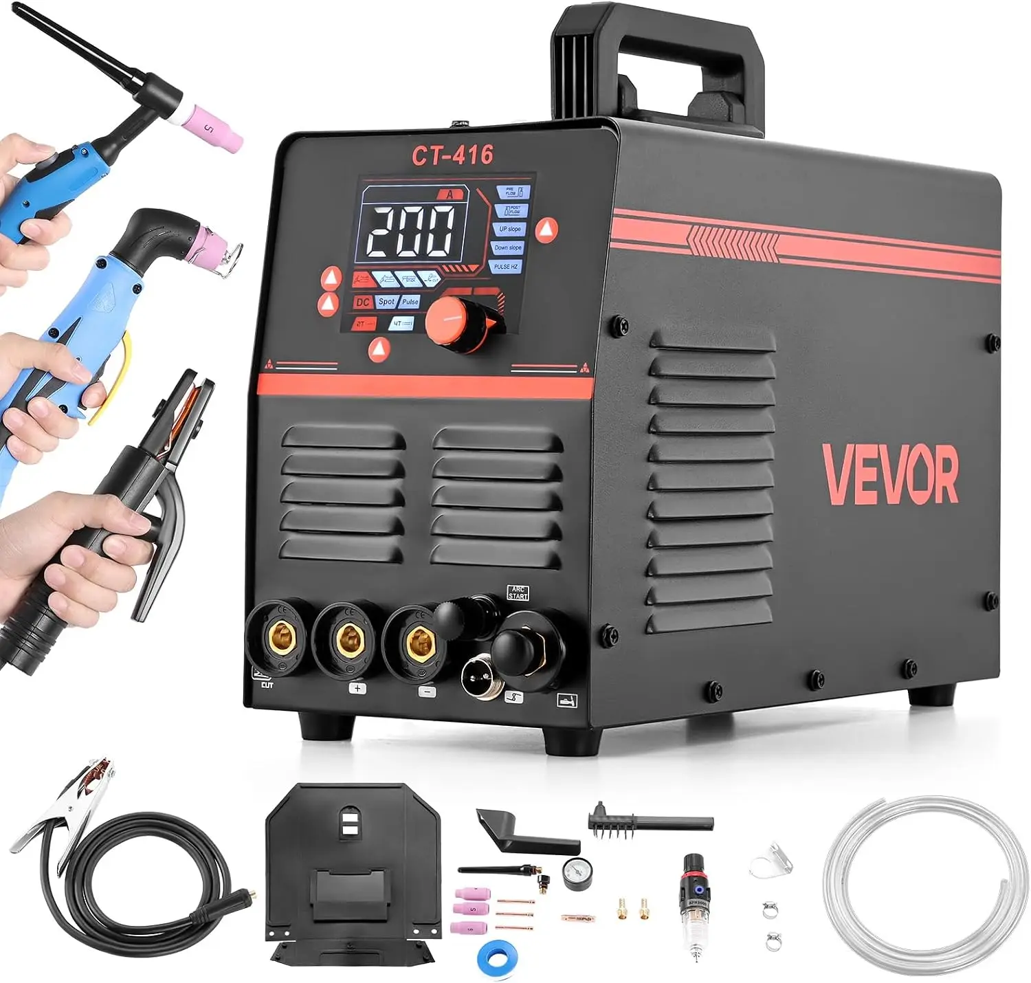 3-in-1 Plasma Cutter Welder Combo - CUT/TIG/MMA, 50A Non-Contact Cutting Machine & 200A TIG Stick Welder, Digital 110/220V Dual