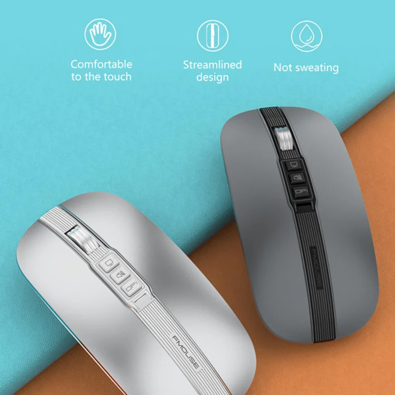 

Wireless Bluetooth Mouse 2.4GHz Dual Modes Rechargeable Ergonomic Mouse Silent Click for PC iPad Laptop Cell Phone TV