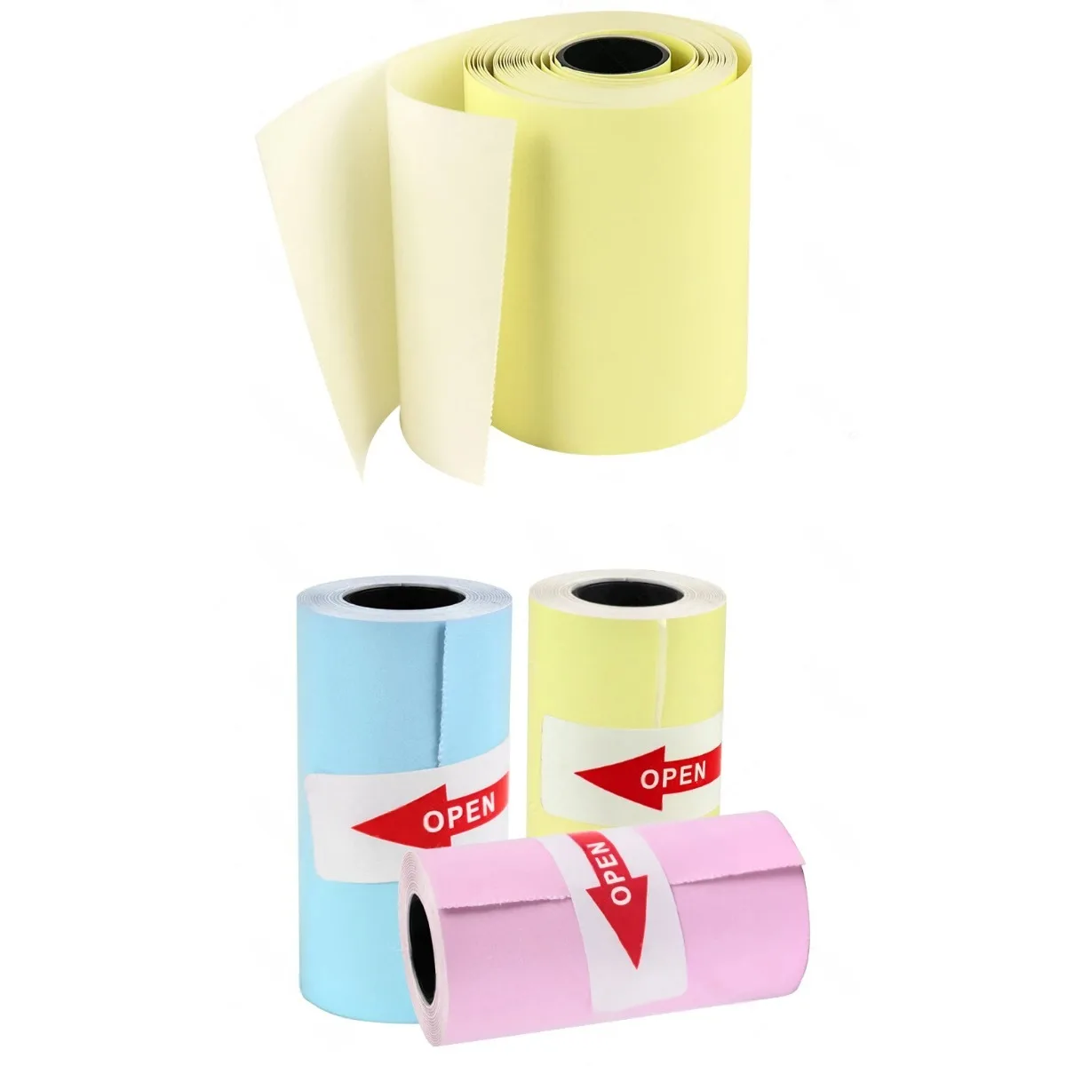 Rotoli di ricarica termica per fotocamera per bambini: carta adesiva senza BPA 57x30 mm (Yel/Blu/Rosa)