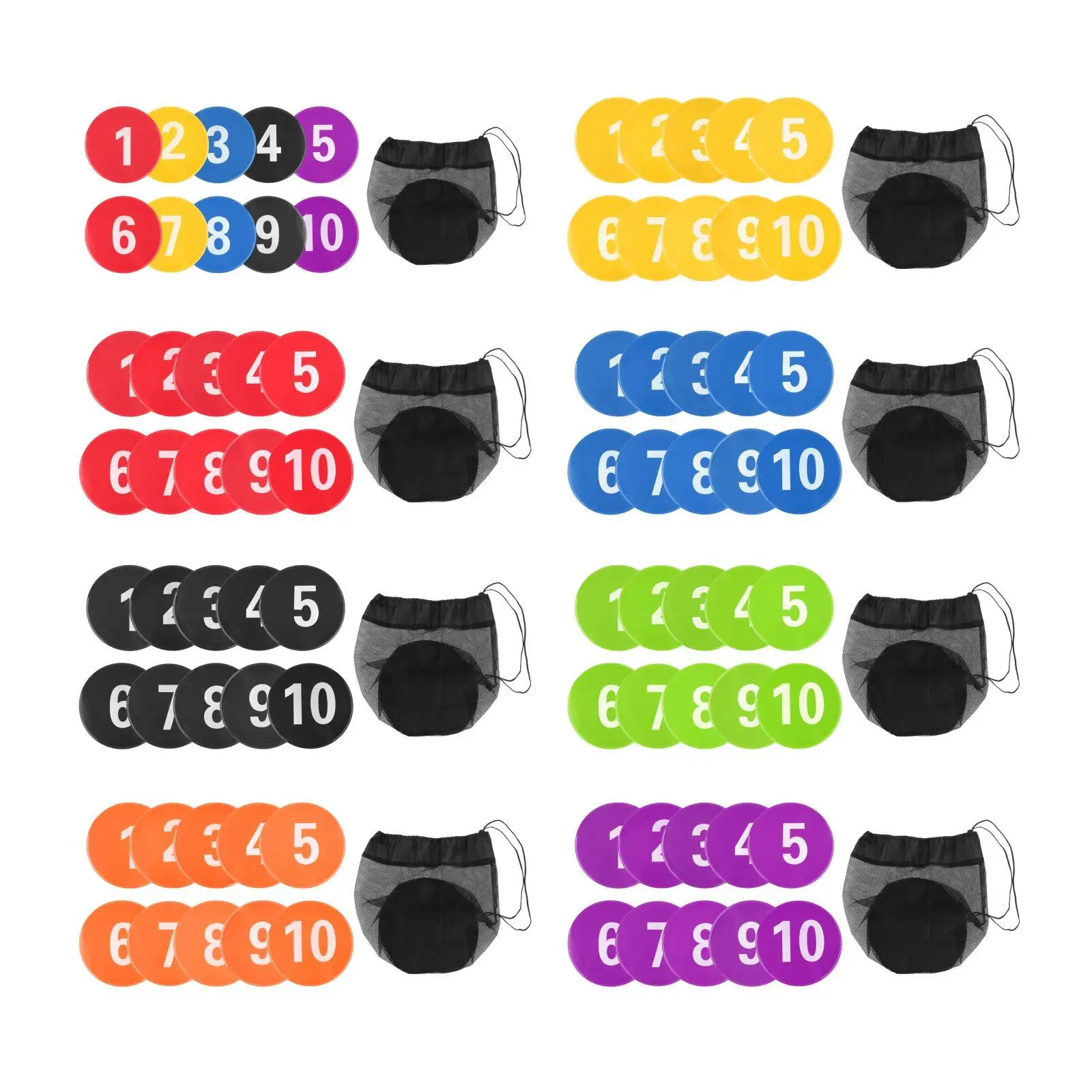 

10Pcs Numbered Floor Spoting Markers Skill Training Mats Speed Agility Gym Floor Practice Flat Disc Markers for Basketball Kids