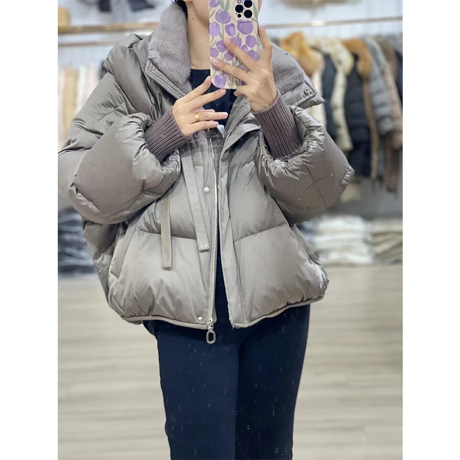 Real Down Jacket With Mink Fur Collar Women Down Short Coat Luxury Winter Womens Clothing 2024