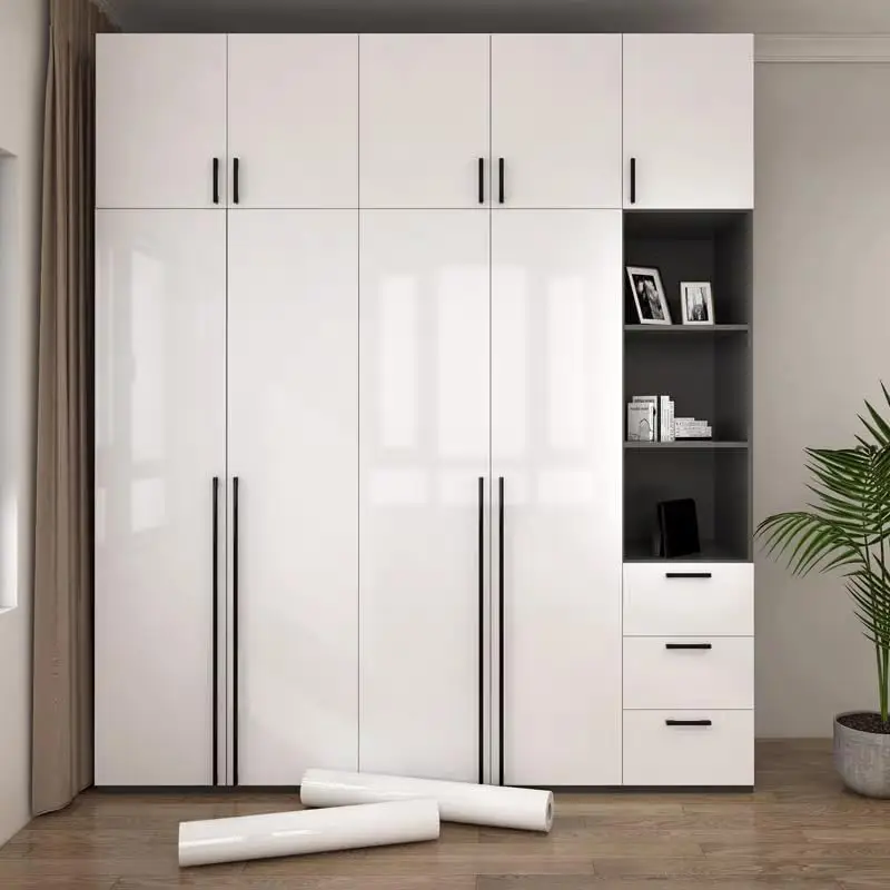 Papel de Contacto blanco brillante, papel tapiz para armario de cocina, papel de Contacto adhesivo impermeable para encimera