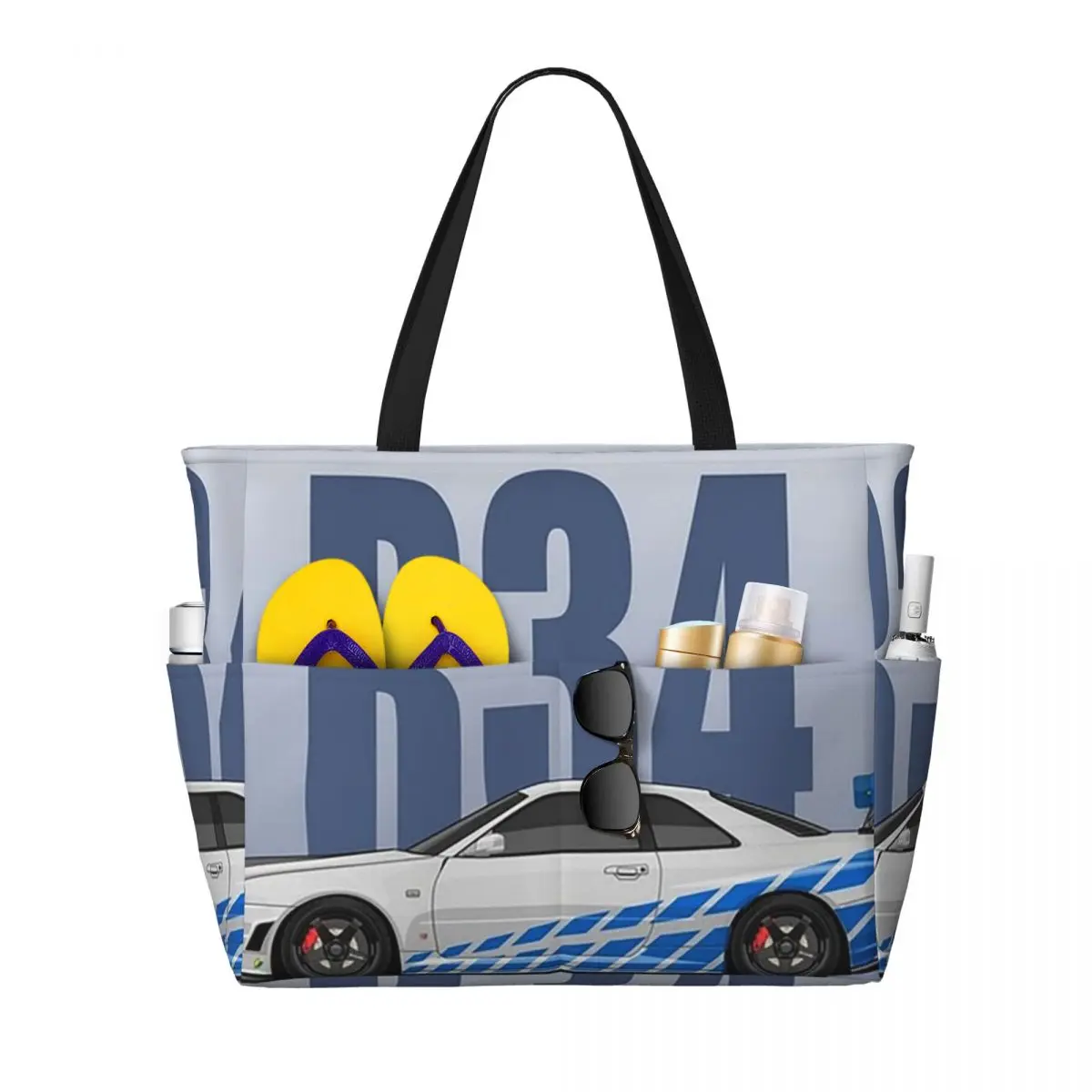 Skyline GTR R34 Beach Tote Bag Sport Gym Yoga Duffle Large Tote Bag Women Travel Bag Fitness bag