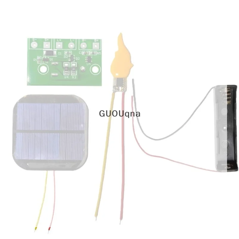 1Set Flickering Candle PCB With Solar Panels Battery Box Palm-shaped Wick Flickering Effect Halloween Christmas Flame Light Bul