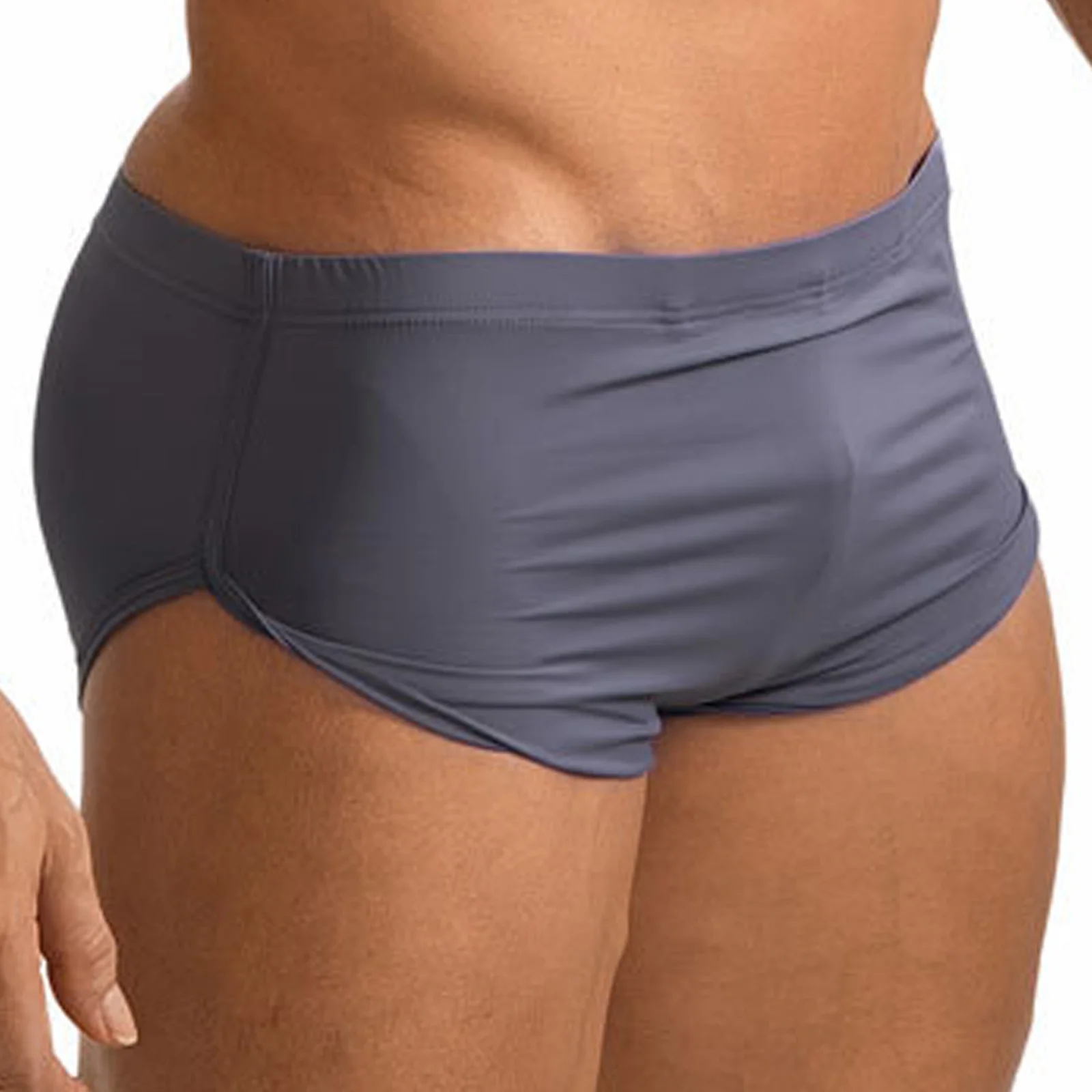 Men Sides Split Press Button Crotch Boxer Briefs Elastic Waistband Quick-Drying Athletic Shorts for Gym Fitness Running Cycling