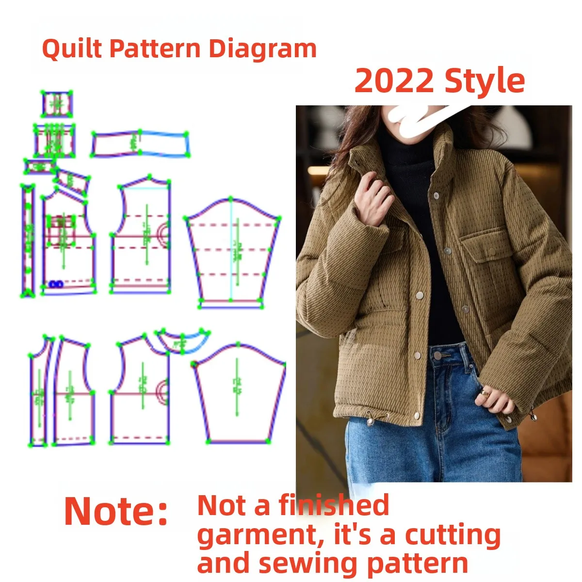  Women's Short Cotton Jacket Pattern DIY Design And Production Home Fabric Art Clothing Sample Drawing Korean Style