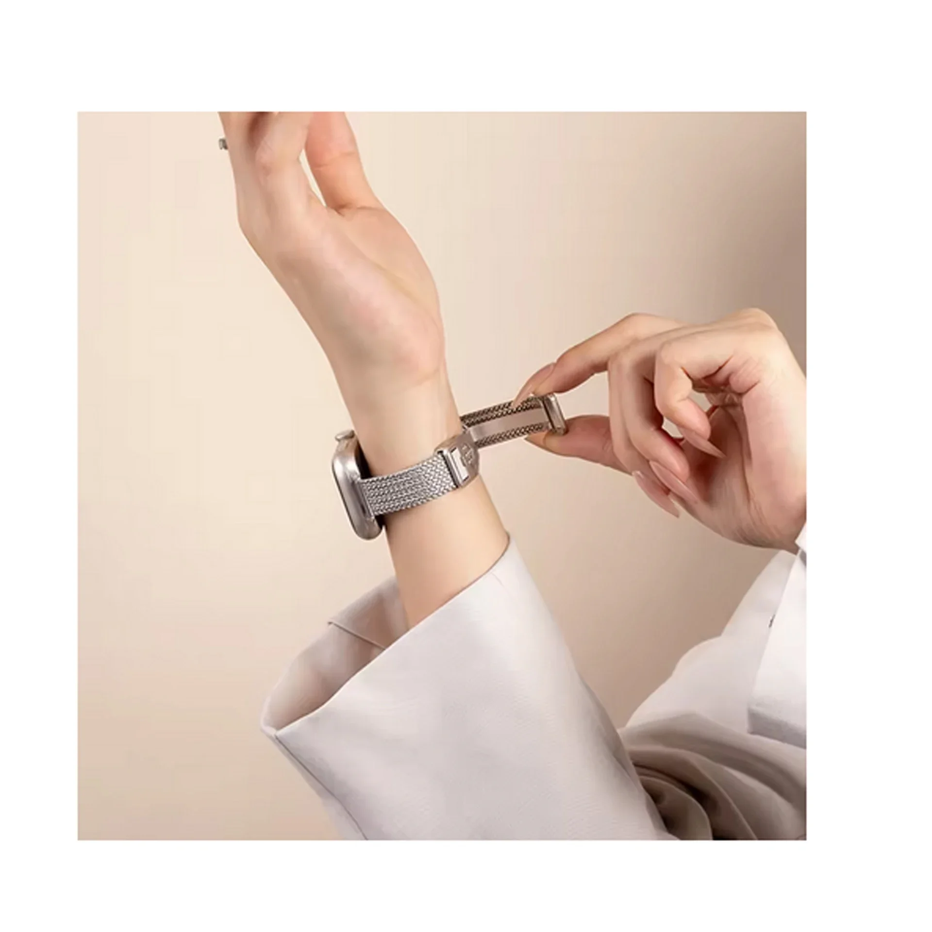 Cinturino in acciaio inossidabile da donna con fibbia magnetica per Apple Watch Ultra 2 49mm 46mm 44 45 38 42 41mm Bracciale cintura iWatch Se 40mm band