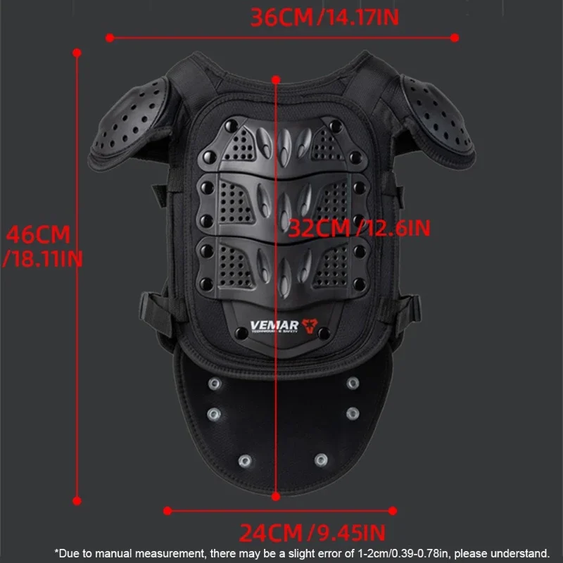 VEMAR﻿ Kids Motorcycle Body Armor Vest Child Anti-Fall Chest Back Shoulder Protection Gear for Cycling Bike Scooter Moto Riding