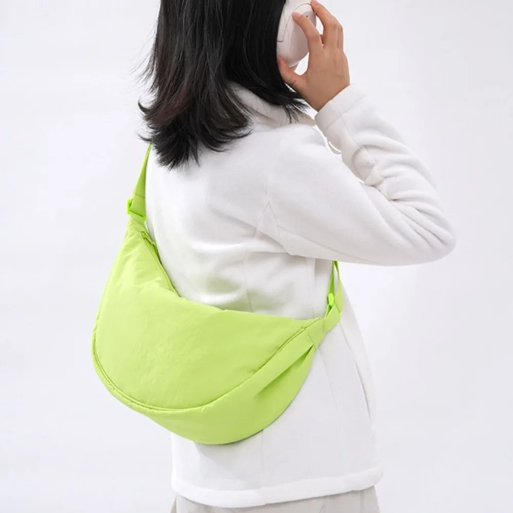 

Portable Nylon Nylon Hobos Bag Large Capacity Solid Color Messenger Bag Crossbody Dumpling Bag Half Moon Bag Women