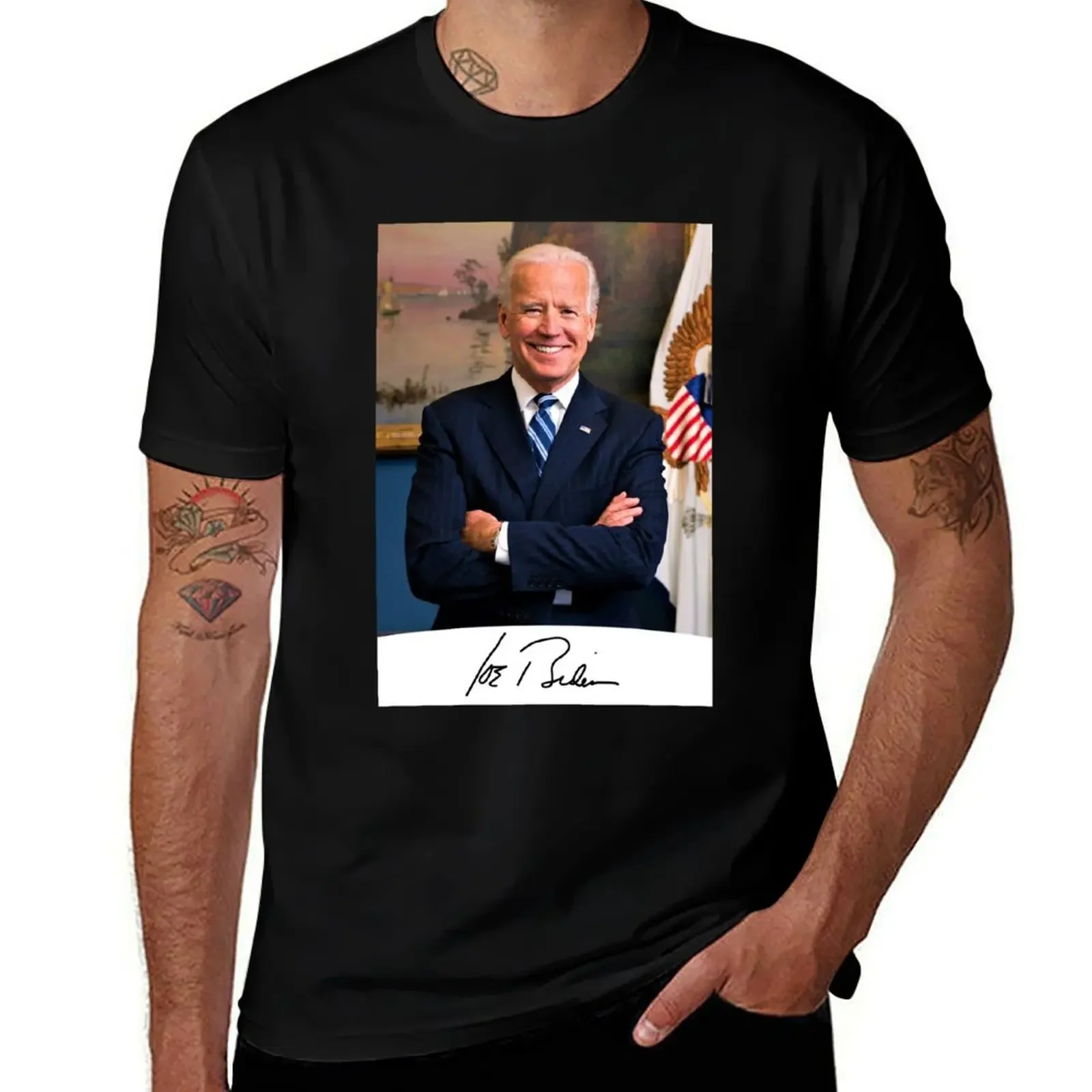 Joe Biden Signature Portrait T-Shirt custom t-shirts customs design your own Luxury man mens fashion