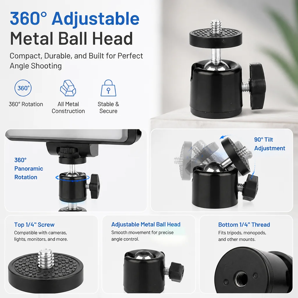 Universal Mini Ball Head 360° Rotation 1/4