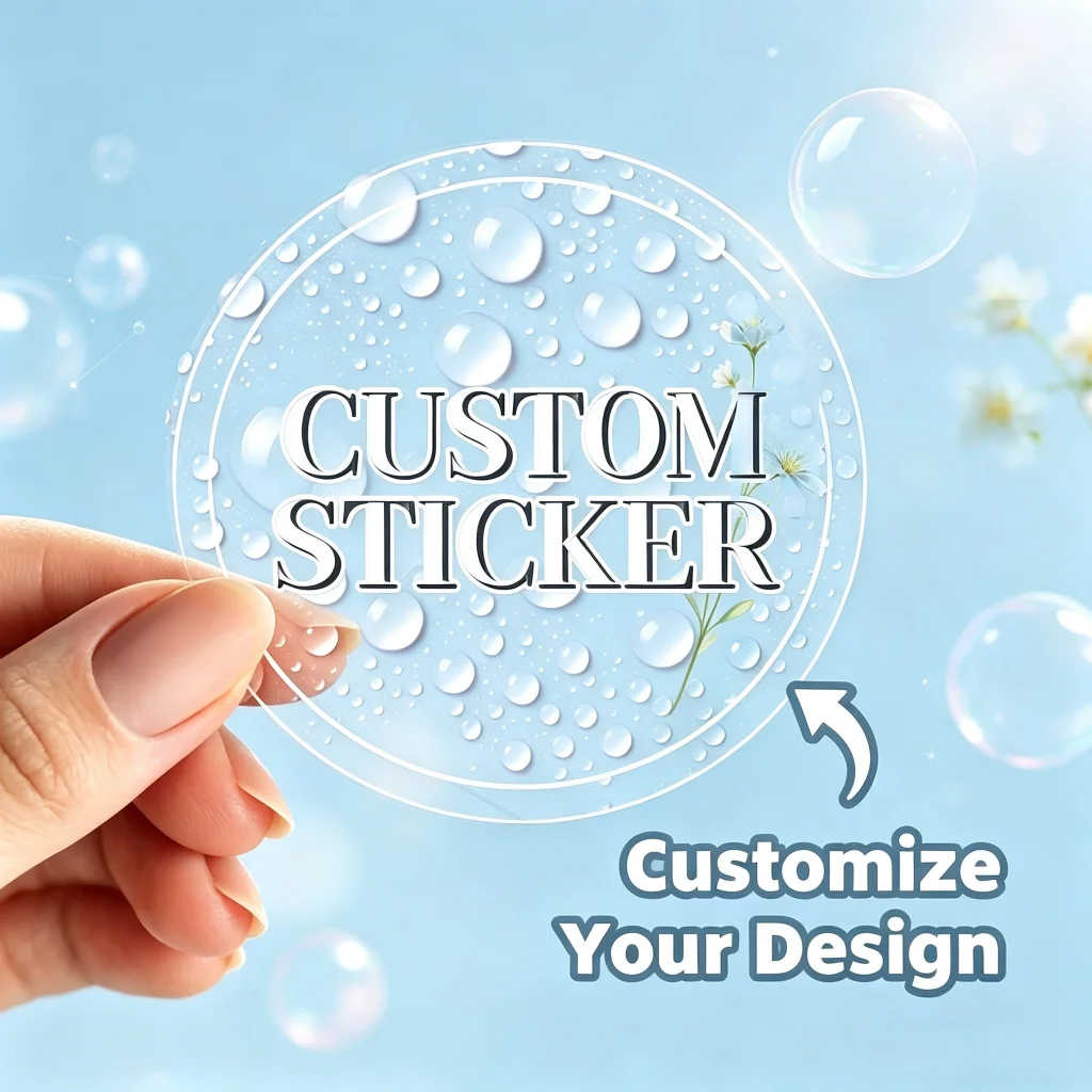 3-6Cm Customized Fully Transparent Waterproof Label Sticker, 50-200PCSCustomize Personalized Round/square/Rectangle/oval Labels