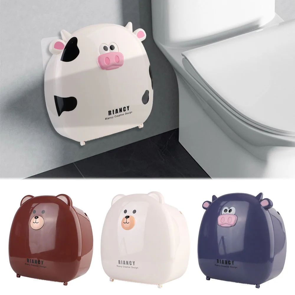 Roll Paper Storage Box Rack Waterproof Wall-Mounted Toilet Tissue Box Bathroom Accessories Creative Cute Toilet Paper Holder