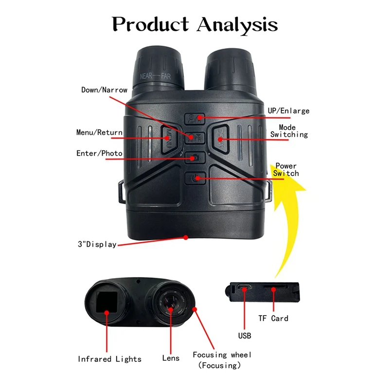 1 PCS NV4000 Digital Night Vision BINOCULAR IR LED Camcorder 5X Zoom Plastic For Night Hunting Imager 200M