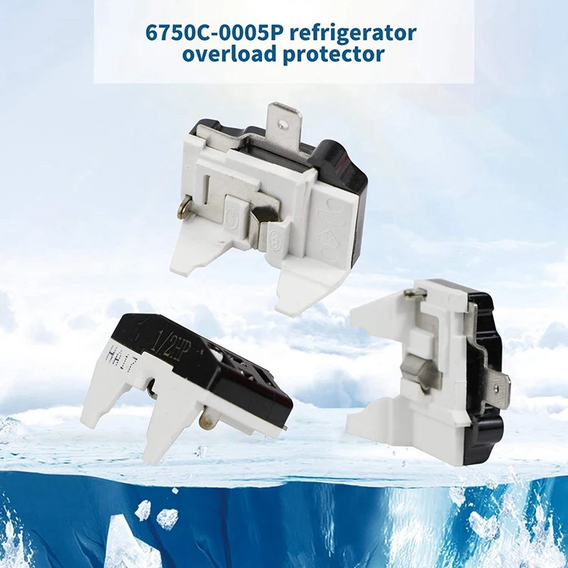 2X 1 Pin QP2-4.7 PTC Starter Relay,1 Pin Refrigerator Starter Relay And 6750C-0005P Refrigerator Overload Protector