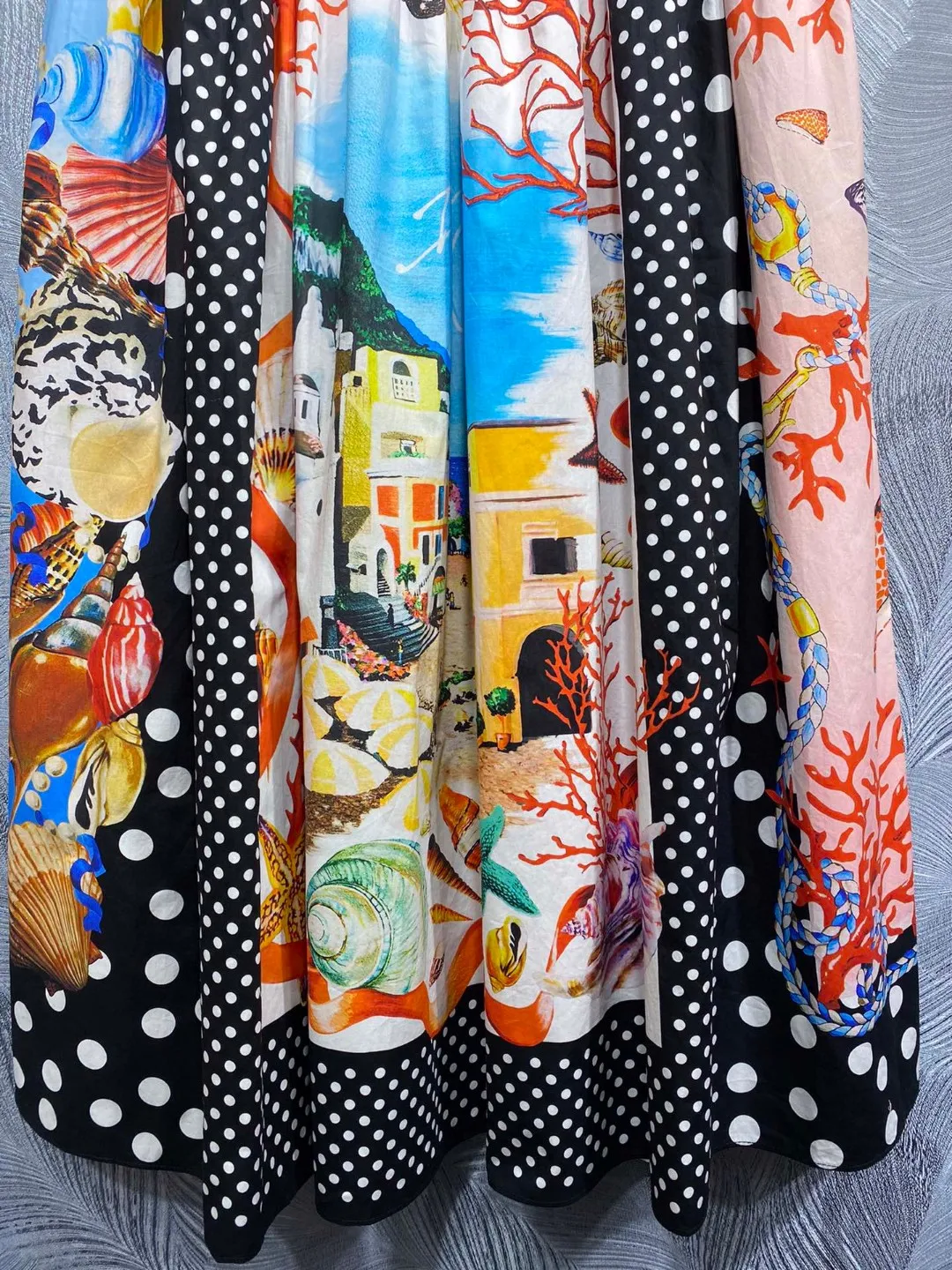 HIGH QAULITY Designer Luxury Summer Women Floral Polka Dot Printed 100% Cotton Long Maxi Skirt A Line High Waist 2024