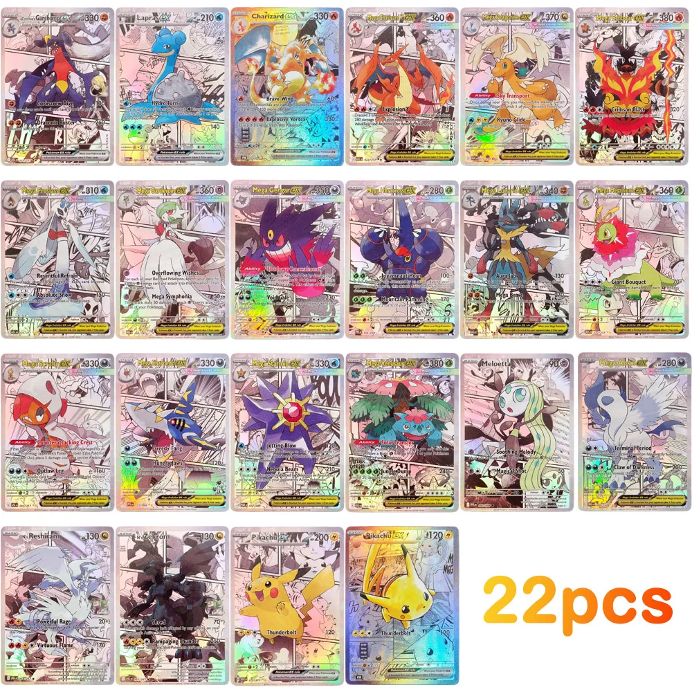 

Homemade PTCG Comic Style English Charizard Gengar Reshiram Zekrom Lucario Gardevoir Venusaur Card Collection Card Toy