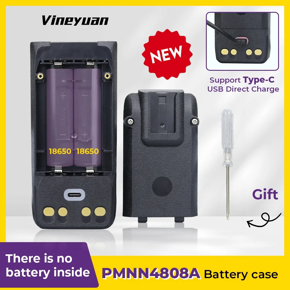 PMNN4808A Battery Shell Case with USB-C Charging for Motorola R7 R7A PMNN4810 PMNN4807 Series Radio -Not Include 18650 Cell