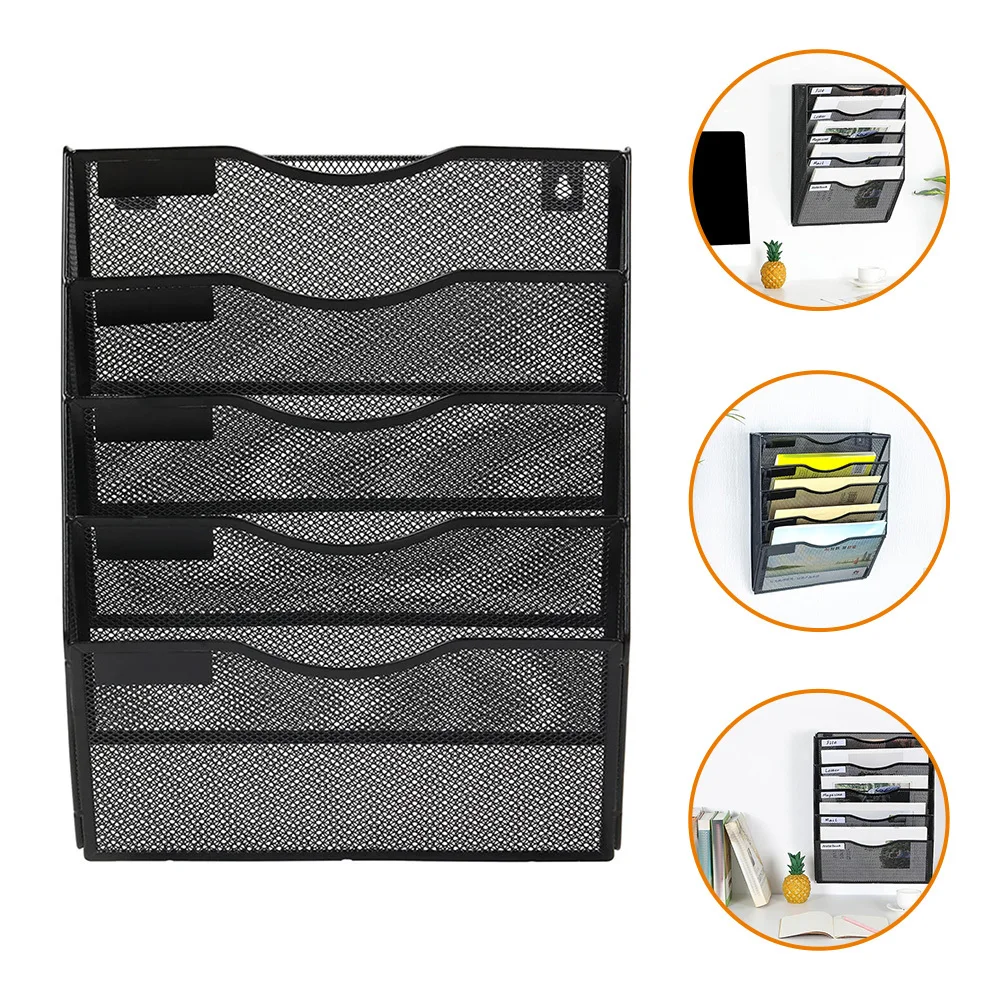 

Multi Layer Metal Document Rack Wall Mounted File Organizer for Office Storage Mesh Book Shelf Holder Magazine Display Stand