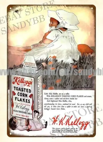 1919 Kellogg's Toasted Corn Flakes cereal metal tin sign bathroom wall decor