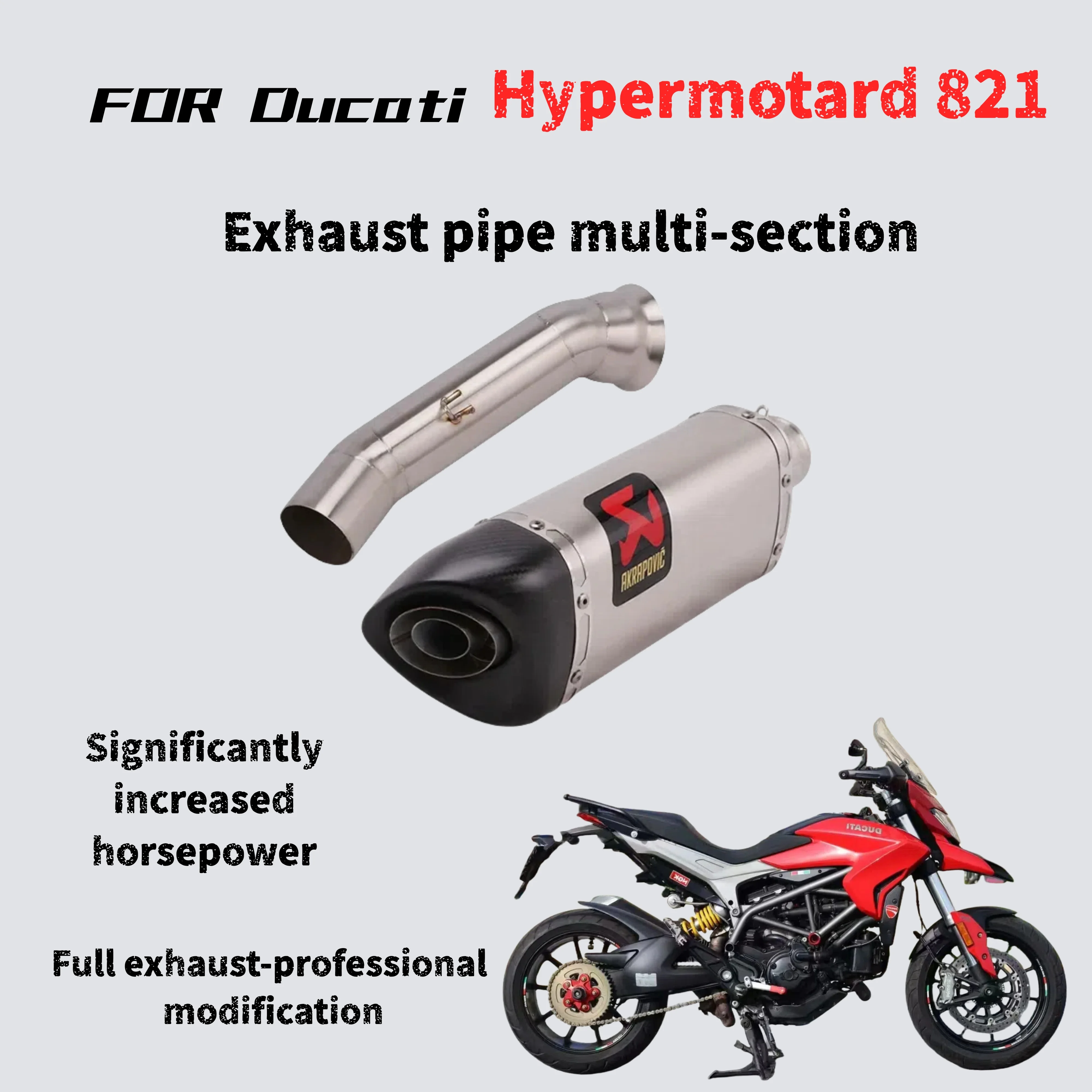 For Ducati Hypermotard 821 modified multi-stage exhaust pipe, the sound is deep, deep and powerful