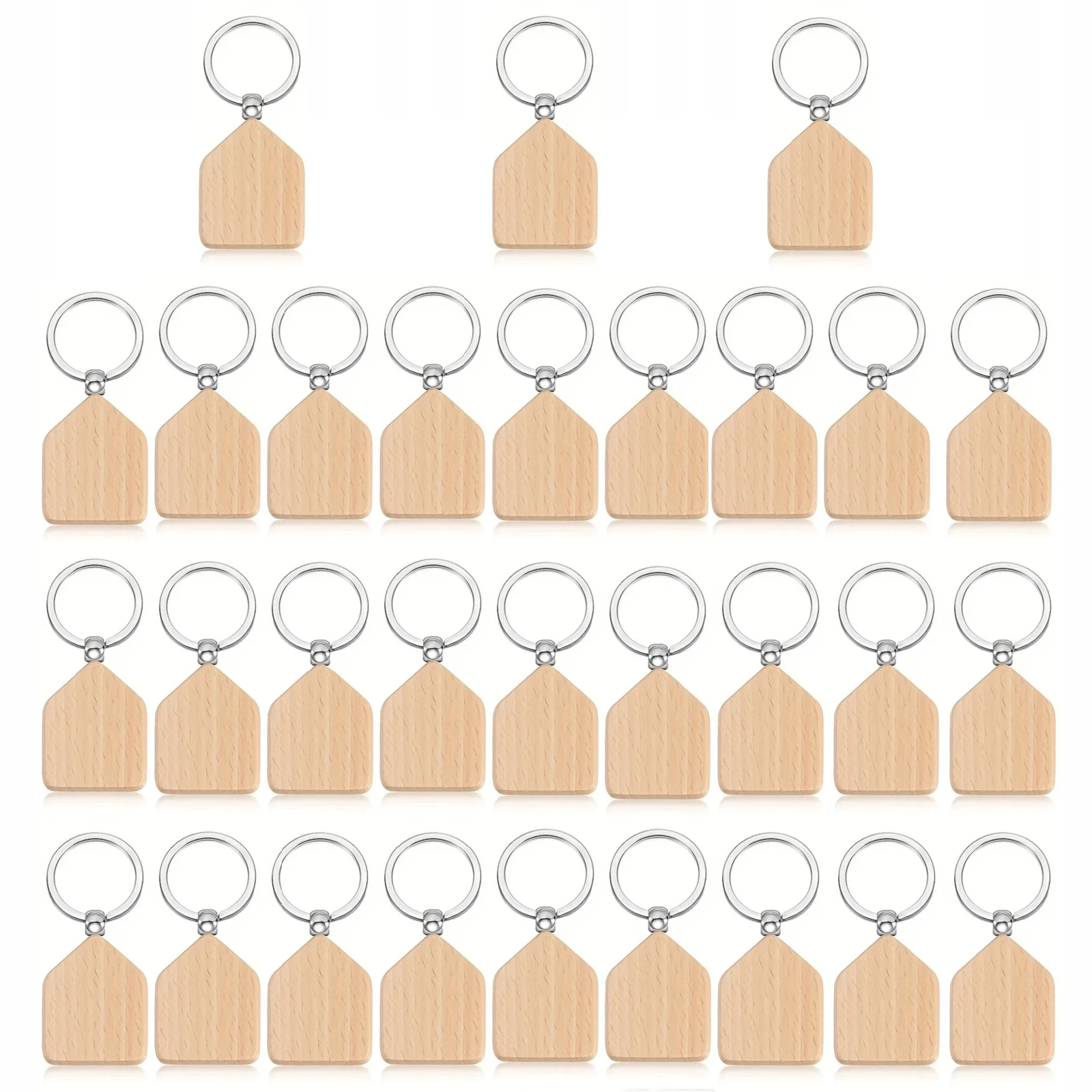 NEJE 30pcs Wooden Keychain House Modeling Blank Key Chain Laser Engrave Machine Engraving Material DIY Creating Wooden Key Tags
