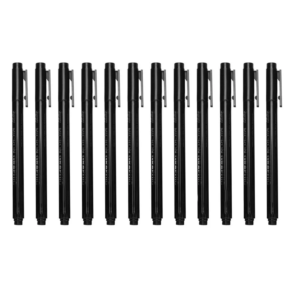 

12PCS Waterproof Ink Micron Liner Pens Fine Micron Nib Fadeproof Comic Drawing Tools Smooth Inking Lightweight