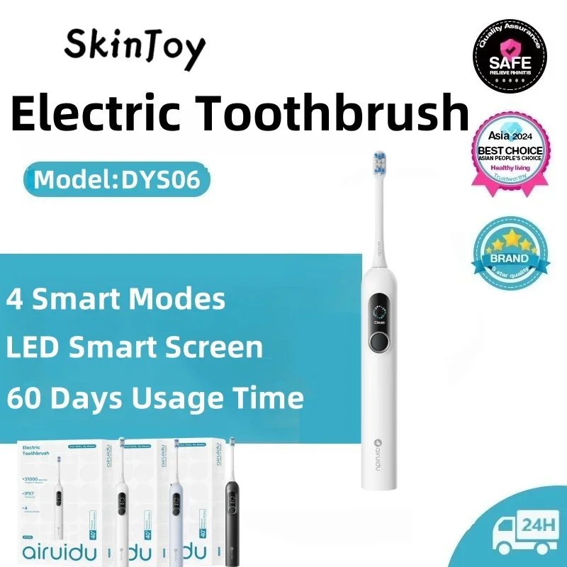 

Электрическая ультразвуковая зубная щетка, 4 режима скорости, домашняя мягкая волосы, зарядка через USB, водонепроницаемый очиститель для зубов для взрослых, автоматический набор для пар