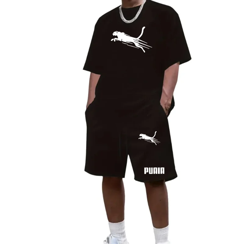 

2026 Fashion and Casual Summer Outdoor Sports Set Men's Breathable T-shirt and Shorts Casual Fashion Two-piece Set
