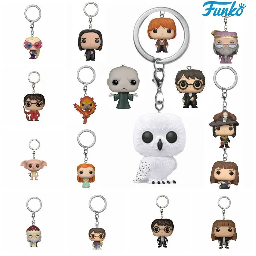 Funko POP Keychain Toy Harried Hermione Potters Series Ginny Ron Hedwig Snape Fawkes Dementor Luna Pocket Pop Key Ring Chain Toy