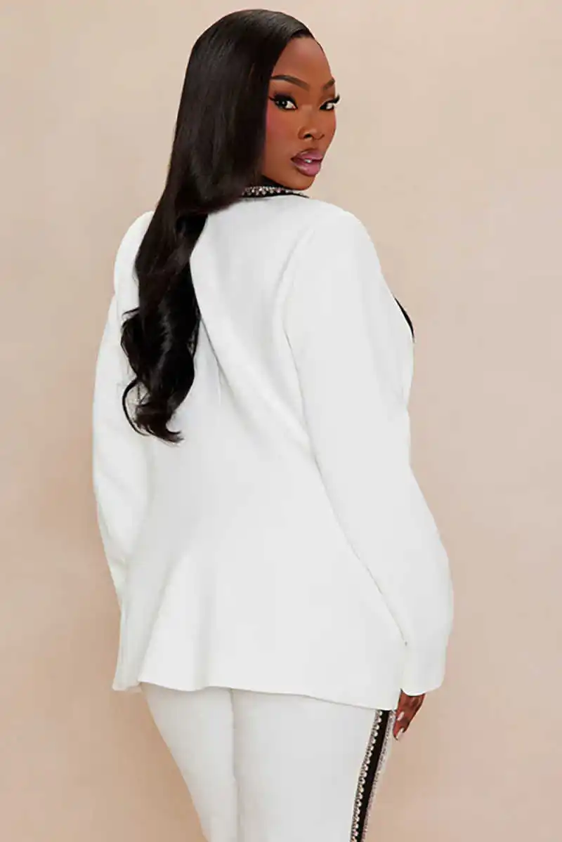 Sexy Beading Women Suits Single Breasted Plus Size Jacket Shawl Lapel Power Casual Dress Customized