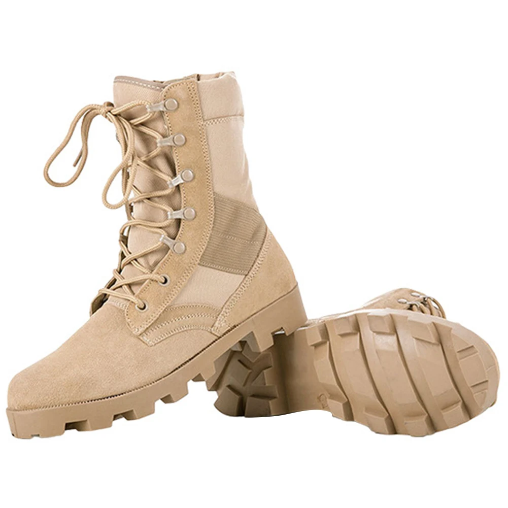 Mens Desert Combat Boots Breathable Motorcycle Outdoor Hiking Boots High-top Winter Tactical Military Boots Non-Slip for Men