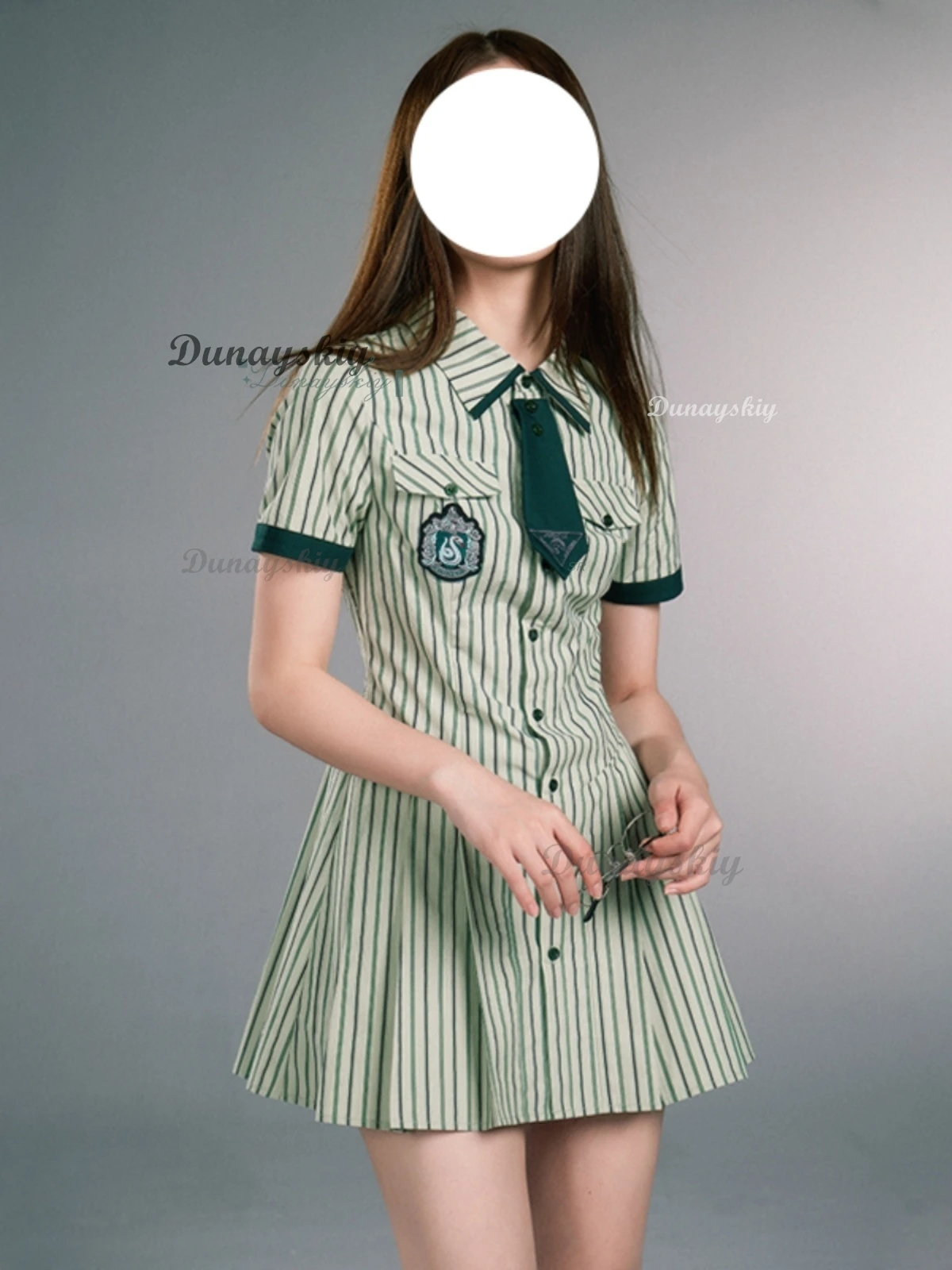 Новинка лета 202, зеленое школьное платье JK в вертикальную полоску, кавайная рубашка, юбка для женщин и девочек, Хэллоуин, карнавал