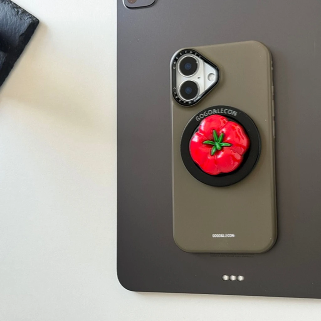 

Усовершенствованный оливково-зеленый красный помидоры с держателем, магнитный чехол для телефона с беспроводной зарядкой для iPhone 16, 15, 14 Pro Max