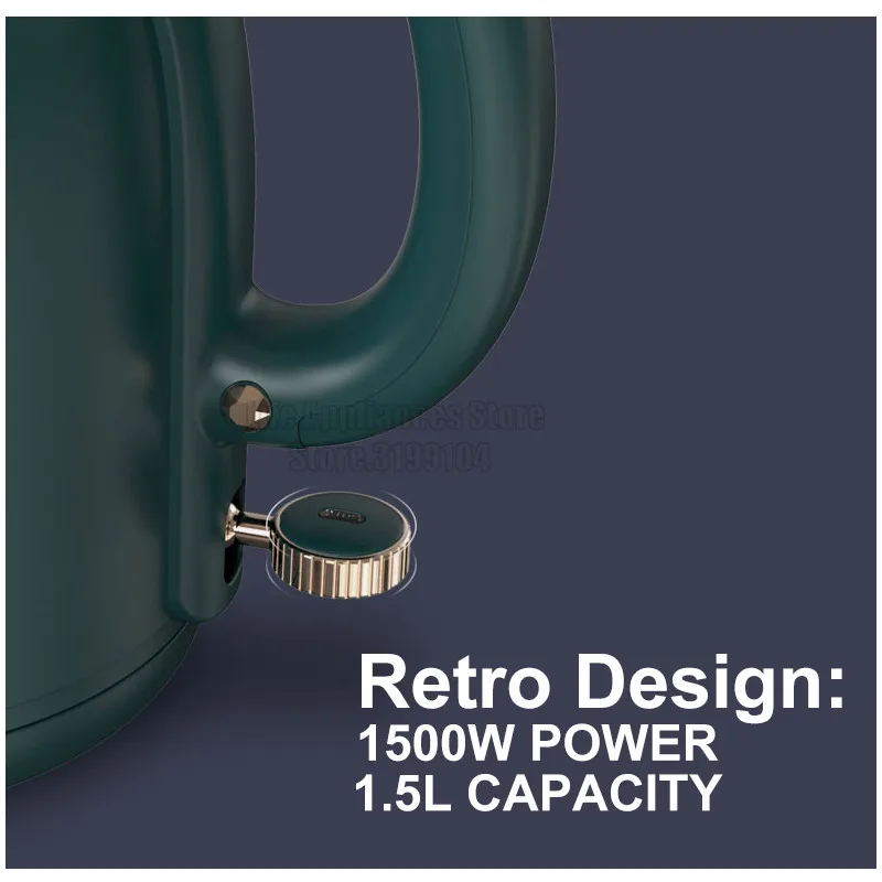 고속 가열 전기 주전자, 1.5L 스테인레스 스틸, 건강 티팟, 홈 오피스 커피 포트, 자동 전원 끄기, 체중계 방지 디펜서, 1500W