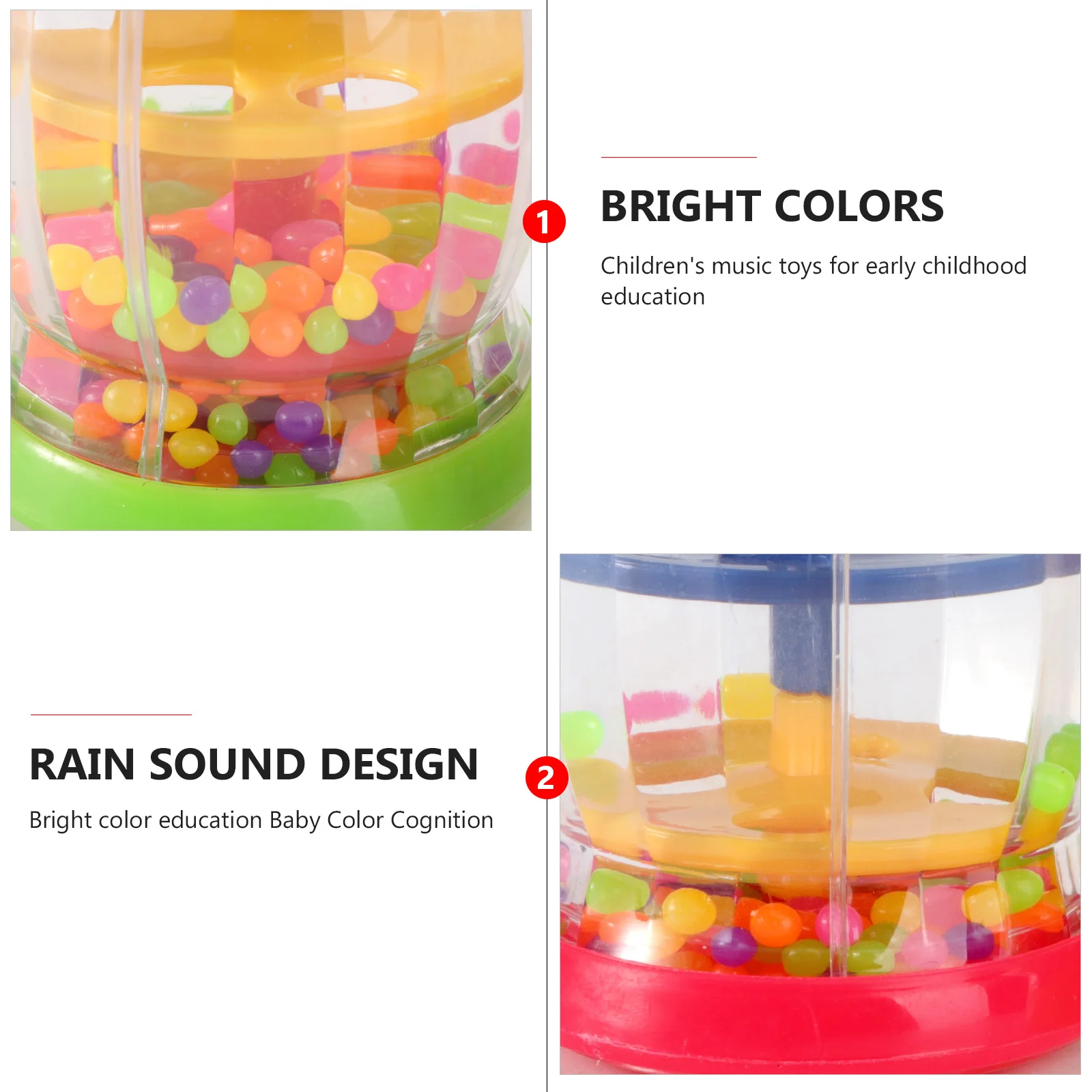 2 قطعة صانع المطر الطفل حشرجة الموت الرضع استيعاب المطر الصوت العصي تهز التعليمية الموسيقية أداة سمعية التنمية المبكرة #4