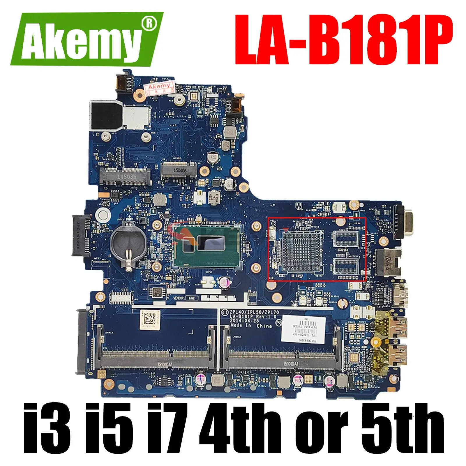 

ZPL40 ZPL50 ZPL70 LA-B181P Motherboard 2957U I3 I5 I7 4th Gen 5th Gen CPU For HP Probook 450 G2 aptop motherboard Mainboard