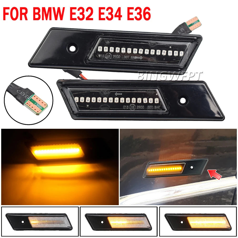 Car LED Flashing Sequential Dynamic Turn Signal Side Marker Lamps For BMW E30 E32 E34 E36 Led Light 1990-1996 M3 M5 3 5 7 Series view 5