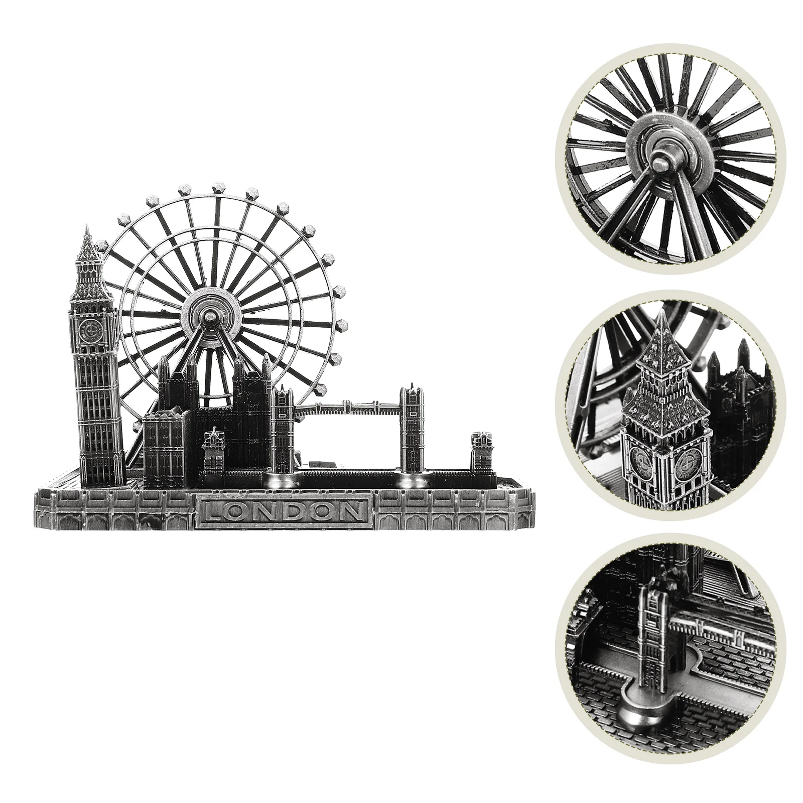 Metal London Ornaments Unique Craft Decoration Desktop Adornment Home Buildings Tower Bridge Figurines Statue
