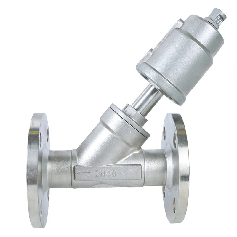 DN40 304 Stainless Steel Y Type Pneumatic Actuated Angle Seat Valve Steam Water Dryer Valve Double Acting Mode