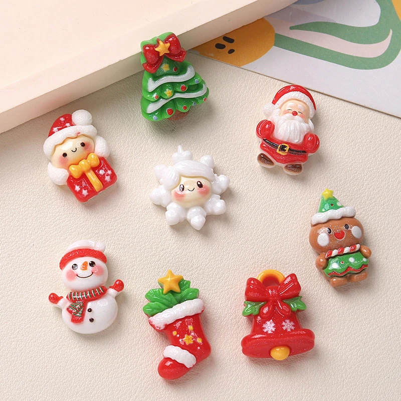 8pcs/set Red Christmas Series Cartoon Shoe Charms For Clogs Sandal Decoration DIY Accessories Perfect Christmas Gift Accessories