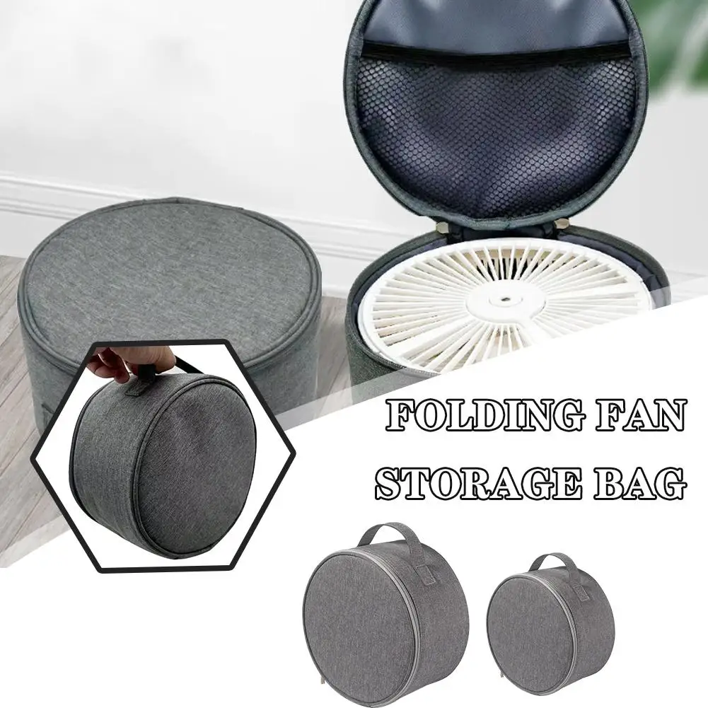 Fan Round Storage Bag Wear-resistant Portable Travel Storage Bag Bag Mini Handheld Fan Storage Cosmetic Folding J4H9