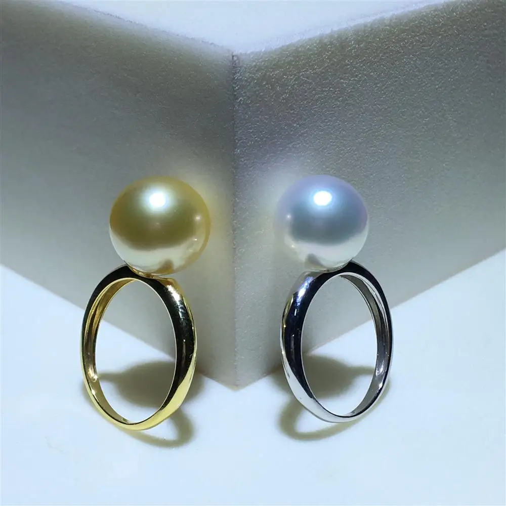 K gold Gift Box AAAA+++ 12-13mm Natural Nice Pretty White Peal Ring Fine Jewerlry For Birthday Gift