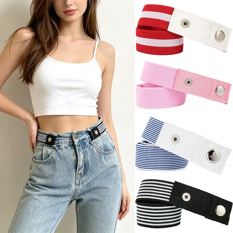 29 Colors No Buckle Elastic Belt for Women Men Unisex Stretch Belt for Pants Jeans Casual Buckle Free Adjustable Invisible Belt