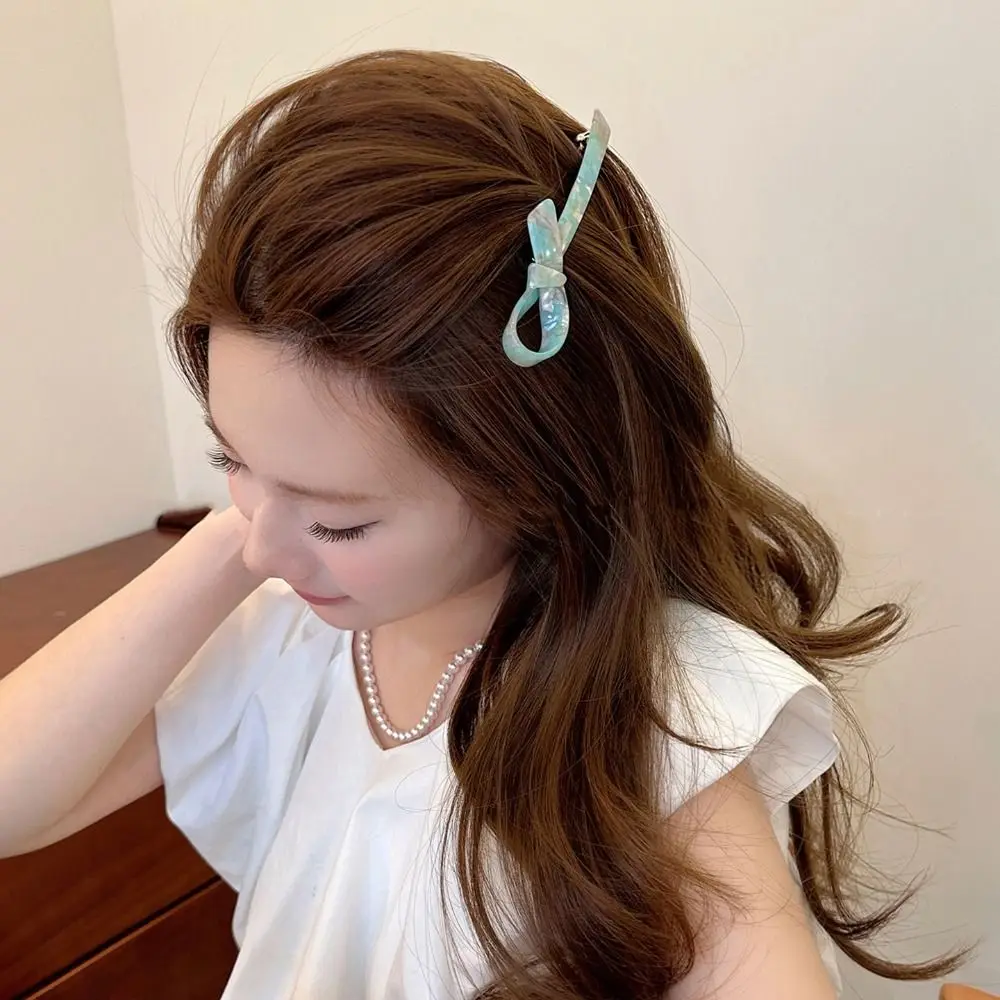 

Simple Leopard Print Acetic Acid Bow Hair Clip Korean Style Barrettes Bow Spring Clip Headwear Bowknot Hairpin Girl