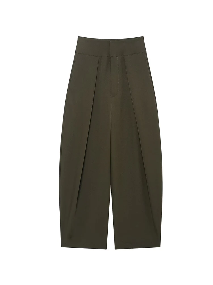    Pantaloni a palloncino drappeggiati da donna nuovi Pantaloni casual da strada larghi con cerniera a gamba larga Pantaloni solidi chic da donna semplici alla moda