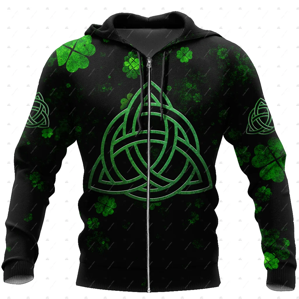 Custom Name Irish Ireland Country Flag St.Patrick Tattoo Vintage Retro Unisex 3DPrint Harajuku Pullover Casual Jacket Hoodies X3
