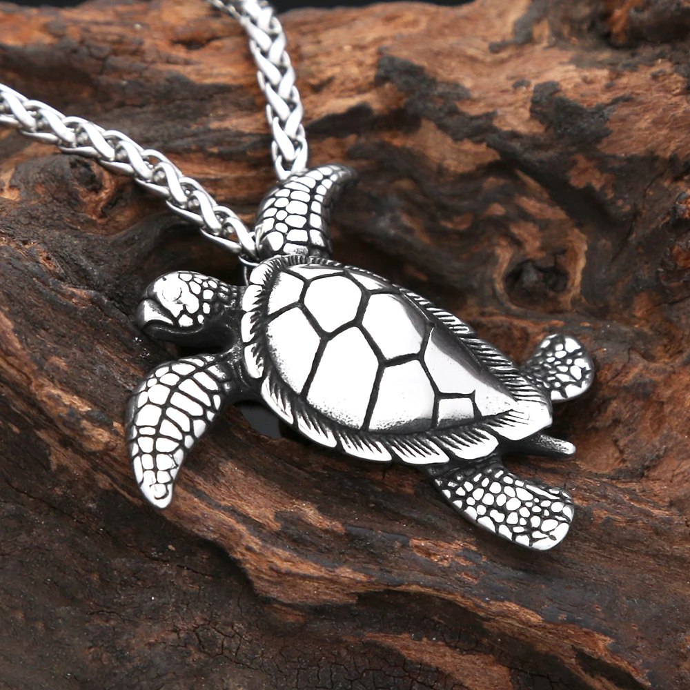 Vintage 316L Stainless Steel Turtle Pendant Necklaces For Men Women Gothic Fashion Punk Cute Animal Biker Jewelry Gift Wholesale